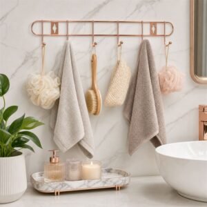 Wall Mounted Hook Rack � Space Saving & Stylish Rose Gold Finish