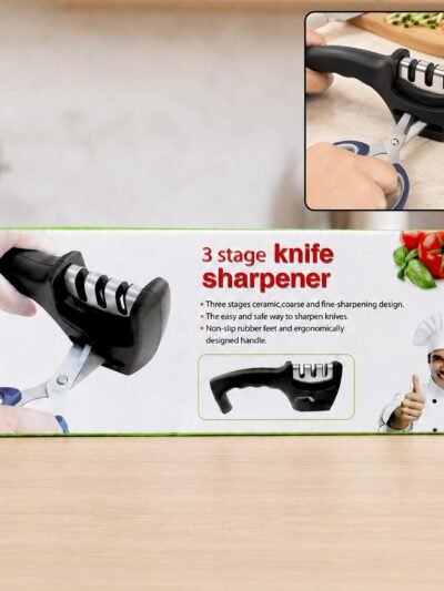 Three Stage Manual Knife Sharpener for Home Kitchen Use