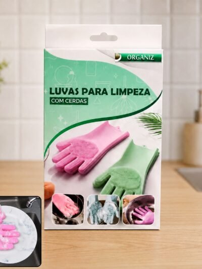 Reusable Scrubber Cleaning Gloves with Built In Bristles (1 Pair)
