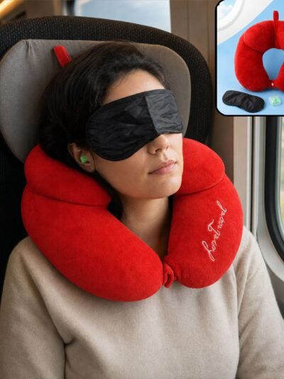 3 in 1 Travel Neck Pillow with Sleep Eye Mask and Ear Plugs (1 Set)